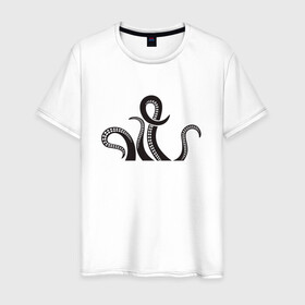 Мужская футболка хлопок с принтом Щупальца осьминога в Тюмени, 100% хлопок | прямой крой, круглый вырез горловины, длина до линии бедер, слегка спущенное плечо. | cute | octopus | милый | осьминог | осьминожка | тентакли | щупальца