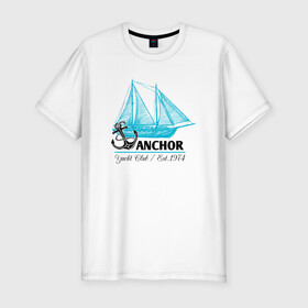 Мужская футболка хлопок Slim с принтом Корабль якорь в Тюмени, 92% хлопок, 8% лайкра | приталенный силуэт, круглый вырез ворота, длина до линии бедра, короткий рукав | anchor | кораблик | корабль | море | океан | шварт | якори | якорь | яхта