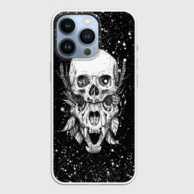 Чехол для iPhone 13 Pro с принтом Череп Зверь и Брызги в Тюмени,  |  | beast | flowers | head | skulls | vampire | брызги | букет | вампир | голова | животные | зверь | зубы | кости | краска | листья | мозги | паттерн | полосы | природа | скелет | текстура | точки | узор | флора | хо | цветы | чб