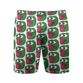 Мужские шорты спортивные с принтом Poggers Pattern в Тюмени,  |  | kekw | mem | pepe | pog | pogchamp | poggers | smile | smiles | twitch | мемы | пепе | рофлан | смайл | смайлы | твитч