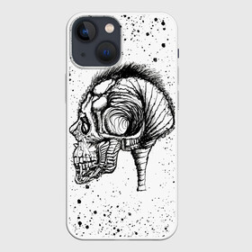 Чехол для iPhone 13 mini с принтом Череп Зверь и Брызги в Тюмени,  |  | beast | head | skulls | vampire | голова | животные | зверь | зубы | кости | мозги | паттерн | полосы | природа | скелет | текстура | точки | узор | хо | цветы | чб | черепа | черный | яркий