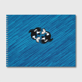 Альбом для рисования с принтом Две косатки в Тюмени, 100% бумага
 | матовая бумага, плотность 200 мг. | whale | кит | косатка | косатки | на синем | с косатками