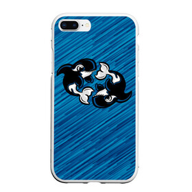 Чехол для iPhone 7Plus/8 Plus матовый с принтом Две косатки в Тюмени, Силикон | Область печати: задняя сторона чехла, без боковых панелей | whale | кит | косатка | косатки | на синем | с косатками