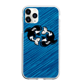 Чехол для iPhone 11 Pro Max матовый с принтом Две косатки в Тюмени, Силикон |  | Тематика изображения на принте: whale | кит | косатка | косатки | на синем | с косатками