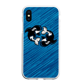 Чехол для iPhone XS Max матовый с принтом Две косатки в Тюмени, Силикон | Область печати: задняя сторона чехла, без боковых панелей | whale | кит | косатка | косатки | на синем | с косатками