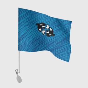 Флаг для автомобиля с принтом Две косатки в Тюмени, 100% полиэстер | Размер: 30*21 см | whale | кит | косатка | косатки | на синем | с косатками