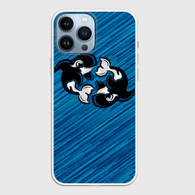 Чехол для iPhone 13 Pro Max с принтом Две косатки в Тюмени,  |  | Тематика изображения на принте: whale | кит | косатка | косатки | на синем | с косатками