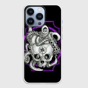 Чехол для iPhone 13 Pro с принтом Череп и Осьминог в Тюмени,  |  | Тематика изображения на принте: beast | head | kraken | neon | octopus | skulls | star | букет | голова | животные | звезда | зверь | зубы | кости | кракен | краска | мозги | неоновый | октопус | осьминог | полосы | скелет | текстура | точки | узор | хо | цветы