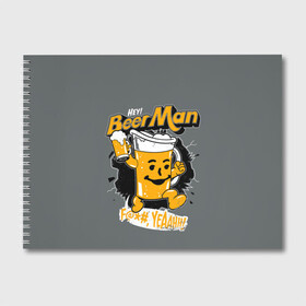 Альбом для рисования с принтом BEER MAN в Тюмени, 100% бумага
 | матовая бумага, плотность 200 мг. | alcochol | beer | comics | drink | man | комикс | напитки | пенное | прикол | рисунок | шутка