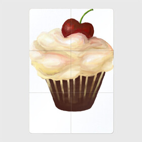 Магнитный плакат 2Х3 с принтом Cupcake with cherry art в Тюмени, Полимерный материал с магнитным слоем | 6 деталей размером 9*9 см | art | cherry | cooking | cupcake | vypichka | yummy | арт | вишня | вкусняшка | выпичка | кекс | кулинария