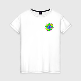 Женская футболка хлопок с принтом Eyeflower bright в Тюмени, 100% хлопок | прямой крой, круглый вырез горловины, длина до линии бедер, слегка спущенное плечо | Тематика изображения на принте: глаза | иллюстрация | рисунок | цветок | цветы