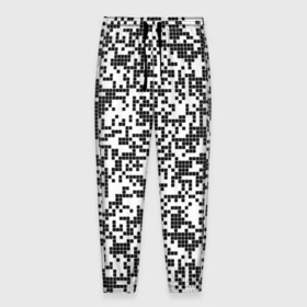 Мужские брюки 3D с принтом Пиксельный Узор в Тюмени, 100% полиэстер | манжеты по низу, эластичный пояс регулируется шнурком, по бокам два кармана без застежек, внутренняя часть кармана из мелкой сетки | blackwhite | pixels | пиксели | узор | чернобелый