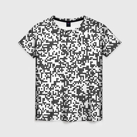 Женская футболка 3D с принтом Пиксельный Узор в Тюмени, 100% полиэфир ( синтетическое хлопкоподобное полотно) | прямой крой, круглый вырез горловины, длина до линии бедер | blackwhite | pixels | пиксели | узор | чернобелый