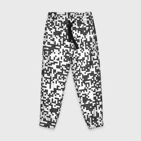 Детские брюки 3D с принтом Пиксельный Узор в Тюмени, 100% полиэстер | манжеты по низу, эластичный пояс регулируется шнурком, по бокам два кармана без застежек, внутренняя часть кармана из мелкой сетки | blackwhite | pixels | пиксели | узор | чернобелый