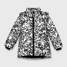 Зимняя куртка для девочек 3D с принтом Пиксельный Узор в Тюмени, ткань верха — 100% полиэстер; подклад — 100% полиэстер, утеплитель — 100% полиэстер. | длина ниже бедра, удлиненная спинка, воротник стойка и отстегивающийся капюшон. Есть боковые карманы с листочкой на кнопках, утяжки по низу изделия и внутренний карман на молнии. 

Предусмотрены светоотражающий принт на спинке, радужный светоотражающий элемент на пуллере молнии и на резинке для утяжки. | Тематика изображения на принте: blackwhite | pixels | пиксели | узор | чернобелый