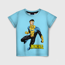 Детская футболка 3D с принтом Invincible Неуязвимый в Тюмени, 100% гипоаллергенный полиэфир | прямой крой, круглый вырез горловины, длина до линии бедер, чуть спущенное плечо, ткань немного тянется | boy | cartoon | damien darkblood | hero | invincible | superhero | герой | марк грейсон | мультик | мультсериал | непобедимый | неуязвимый | персонаж | супергерой