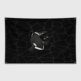 Флаг-баннер с принтом Косатки в Тюмени, 100% полиэстер | размер 67 х 109 см, плотность ткани — 95 г/м2; по краям флага есть четыре люверса для крепления | whale | кит | косатка | косатки | морские