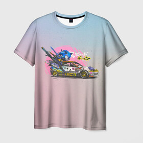 Мужская футболка 3D с принтом Sonic racer в Тюмени, 100% полиэфир | прямой крой, круглый вырез горловины, длина до линии бедер | Тематика изображения на принте: sonic | доктор эггман | ёж | ёж шедоу | ехидна наклз | майлз прауэр | соник | тейлз | эми роуз