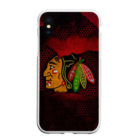 Чехол для iPhone XS Max матовый с принтом CHICAGO NHL в Тюмени, Силикон | Область печати: задняя сторона чехла, без боковых панелей | blackhawks | chicago | iron | logo | nhl | red | sport | usa | блэкхоукс | железо | логотип | нхл | сетка | спорт | сша | хоккей | чикаго