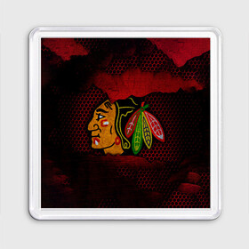 Магнит 55*55 с принтом CHICAGO NHL в Тюмени, Пластик | Размер: 65*65 мм; Размер печати: 55*55 мм | blackhawks | chicago | iron | logo | nhl | red | sport | usa | блэкхоукс | железо | логотип | нхл | сетка | спорт | сша | хоккей | чикаго