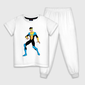 Детская пижама хлопок с принтом Неуязвимый (Invincible) в Тюмени, 100% хлопок |  брюки и футболка прямого кроя, без карманов, на брюках мягкая резинка на поясе и по низу штанин
 | Тематика изображения на принте: damien darkblood | invincible | superman | марк грэйсон | мультсериал | неуязвимый | супергерой