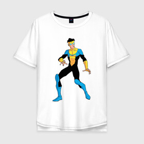 Мужская футболка хлопок Oversize с принтом Неуязвимый (Invincible) в Тюмени, 100% хлопок | свободный крой, круглый ворот, “спинка” длиннее передней части | damien darkblood | invincible | superman | марк грэйсон | мультсериал | неуязвимый | супергерой
