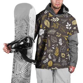 Накидка на куртку 3D с принтом Осенние листья и ягоды в Тюмени, 100% полиэстер |  | Тематика изображения на принте: бежевый | желтый | коричневый | листья | осень | ягоды