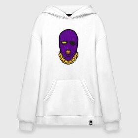 Худи SuperOversize хлопок с принтом DaBaby Purple Mask в Тюмени, 70% хлопок, 30% полиэстер, мягкий начес внутри | карман-кенгуру, эластичная резинка на манжетах и по нижней кромке, двухслойный капюшон
 | Тематика изображения на принте: gangster | golden | mask | music | rappers