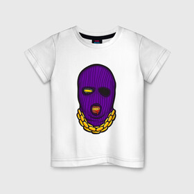 Детская футболка хлопок с принтом DaBaby Purple Mask в Тюмени, 100% хлопок | круглый вырез горловины, полуприлегающий силуэт, длина до линии бедер | gangster | golden | mask | music | rappers