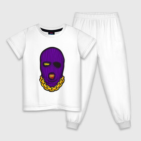 Детская пижама хлопок с принтом DaBaby Purple Mask в Тюмени, 100% хлопок |  брюки и футболка прямого кроя, без карманов, на брюках мягкая резинка на поясе и по низу штанин
 | gangster | golden | mask | music | rappers
