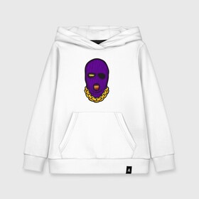 Детская толстовка хлопок с принтом DaBaby Purple Mask в Тюмени, 100% хлопок | Круглый горловой вырез, эластичные манжеты, пояс, капюшен | gangster | golden | mask | music | rappers