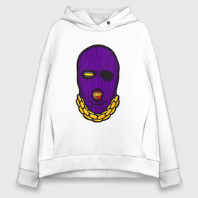 Женское худи Oversize хлопок с принтом DaBaby Purple Mask в Тюмени, френч-терри — 70% хлопок, 30% полиэстер. Мягкий теплый начес внутри —100% хлопок | боковые карманы, эластичные манжеты и нижняя кромка, капюшон на магнитной кнопке | gangster | golden | mask | music | rappers