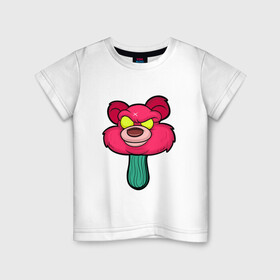 Детская футболка хлопок с принтом Розовый медведь в Тюмени, 100% хлопок | круглый вырез горловины, полуприлегающий силуэт, длина до линии бедер | bears | ice cream | pinky | животные | мороженное