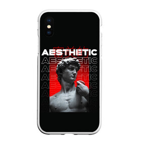 Чехол для iPhone XS Max матовый с принтом ЭСТЕТИЧЕСКИЙ / AESTHETIC в Тюмени, Силикон | Область печати: задняя сторона чехла, без боковых панелей | aesthetic | devid statue | градиент | давид | китайские иероглифы | статуя | эстетика. | эстетический