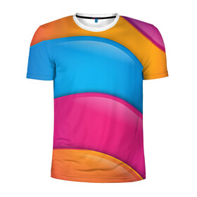 Мужская футболка 3D спортивная с принтом Candy rainbow в Тюмени, 100% полиэстер с улучшенными характеристиками | приталенный силуэт, круглая горловина, широкие плечи, сужается к линии бедра | 3d | 3д | sport | абстракция | линии | паттерн | соты | спортивный стиль | текстуры