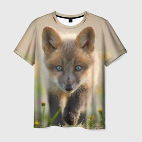 Мужская футболка 3D с принтом Лисичка в Тюмени, 100% полиэфир | прямой крой, круглый вырез горловины, длина до линии бедер | fox | foxy | животное | звери | лиса | лисенок | лисичка | милая | рыжая | фокс