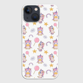 Чехол для iPhone 13 mini с принтом Единороги в Тюмени,  |  | rainbow | unicorn | единорог | милый единорог | радуга | сладкий единорог