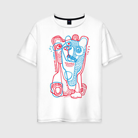 Женская футболка хлопок Oversize с принтом bipolar bear в Тюмени, 100% хлопок | свободный крой, круглый ворот, спущенный рукав, длина до линии бедер
 | acid | bears | glitch | illusion | pole | иллюзия | кислота | медведи | полюс