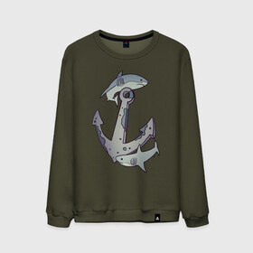 Мужской свитшот хлопок с принтом Sharks around the anchor в Тюмени, 100% хлопок |  | Тематика изображения на принте: fish | sea | shark | акула | море | плавники | под водой | рыба | якорь