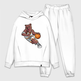 Мужской костюм хлопок OVERSIZE с принтом Медведь в Тюмени,  |  | art | ball | basketball | bear | sport | арт | баскетбол | медведь | мишка | мяч | спорт