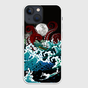 Чехол для iPhone 13 mini с принтом Корабль на Волнах | Кракен в Тюмени,  |  | animal | beast | kraken | monster | moon | ocean | octopus | sea | ship | water | waves | вода | волны | животные | звери | корабль | кракен | луна | монстр | море | океан | осьминог | рыбы | щупальца