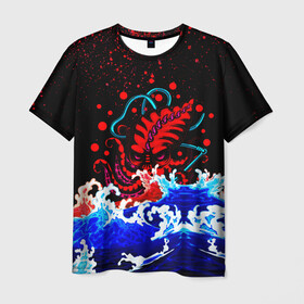 Мужская футболка 3D с принтом Кровавый Кракен Монстр в Тюмени, 100% полиэфир | прямой крой, круглый вырез горловины, длина до линии бедер | Тематика изображения на принте: animal | beast | blood | drops | kraken | monster | ocean | octopus | sea | water | waves | брызги | вода | волны | животные | звери | капли | кракен | кровь | монстр | море | океан | осьминог | рыбы | щупальца