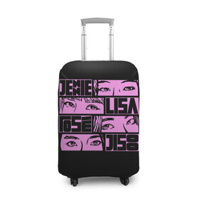 Чехол для чемодана 3D с принтом Black pink eyes в Тюмени, 86% полиэфир, 14% спандекс | двустороннее нанесение принта, прорези для ручек и колес | black pink | blackpink | pop | блэк пинк | ким дженни | ким джи су | корейцы | лалиса манобан | музыка | поп | попса | розэ