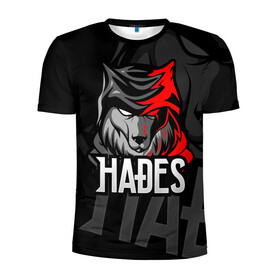 Мужская футболка 3D спортивная с принтом Hades в Тюмени, 100% полиэстер с улучшенными характеристиками | приталенный силуэт, круглая горловина, широкие плечи, сужается к линии бедра | hades | roguelike | бесконечные круги ада | волк | компьютерная игра | красный | эмблема