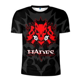 Мужская футболка 3D спортивная с принтом Hades в Тюмени, 100% полиэстер с улучшенными характеристиками | приталенный силуэт, круглая горловина, широкие плечи, сужается к линии бедра | hades | roguelike | бесконечные круги ада | волк | компьютерная игра | красный | цепь | эмблема