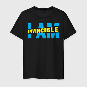 Мужская футболка хлопок с принтом I am Invincible в Тюмени, 100% хлопок | прямой крой, круглый вырез горловины, длина до линии бедер, слегка спущенное плечо. | allen | invincible | omni man | omniman | superhero | алиен | аллен | инвинсибл | неуязвимый | омнимэн | супергерои