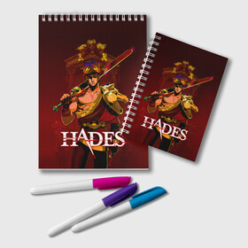 Блокнот с принтом Zagreus Hades в Тюмени, 100% бумага | 48 листов, плотность листов — 60 г/м2, плотность картонной обложки — 250 г/м2. Листы скреплены удобной пружинной спиралью. Цвет линий — светло-серый
 | hades | roguelike | zagreus | бесконечные круги ада | загрей | компьютерная игра | мифология | сын аида