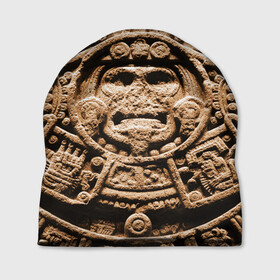 Шапка 3D с принтом Ацтекский Календарь в Тюмени, 100% полиэстер | универсальный размер, печать по всей поверхности изделия | aztec | calendar | ацтеки | календарь | майя