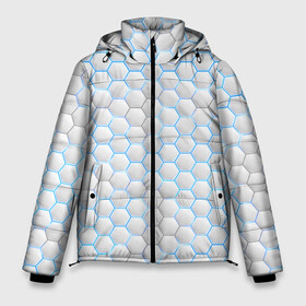 Мужская зимняя куртка 3D с принтом Белая броня в Тюмени, верх — 100% полиэстер; подкладка — 100% полиэстер; утеплитель — 100% полиэстер | длина ниже бедра, свободный силуэт Оверсайз. Есть воротник-стойка, отстегивающийся капюшон и ветрозащитная планка. 

Боковые карманы с листочкой на кнопках и внутренний карман на молнии. | бронь | броня | кибер бронь | кибер броня | кибербронь | киберброня | нано бронь | нано броня | нанобронь | наноброня | светящаяся броня | силовая броня | стальная броня | щит | экзо бронь
