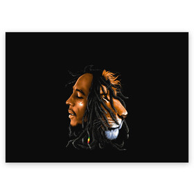 Поздравительная открытка с принтом БОБ МАРЛИ в Тюмени, 100% бумага | плотность бумаги 280 г/м2, матовая, на обратной стороне линовка и место для марки
 | Тематика изображения на принте: bob | face | jamaica | lion | marley | reggae | боб | дреды | лев | лицо | марли | музыка | портрет | регги | ямайка